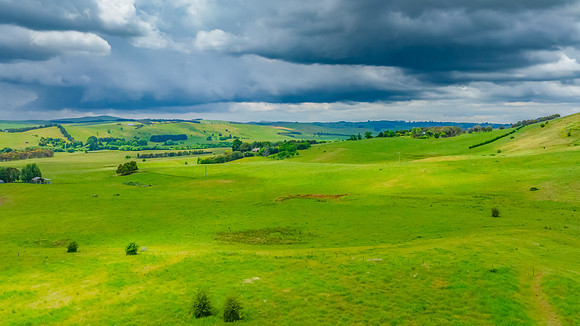 Stormy skies over the rural countryside