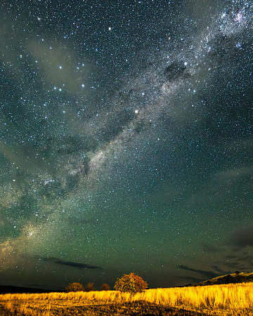The Dark Emu in the Milky Way night sky with light cloud