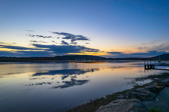 Sunrise waterscape over the bay