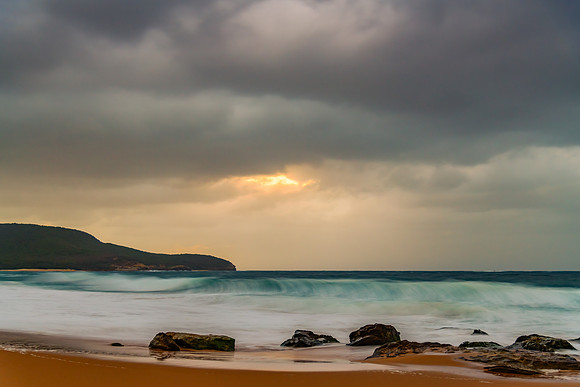 Moody morning sunrise at the seaside